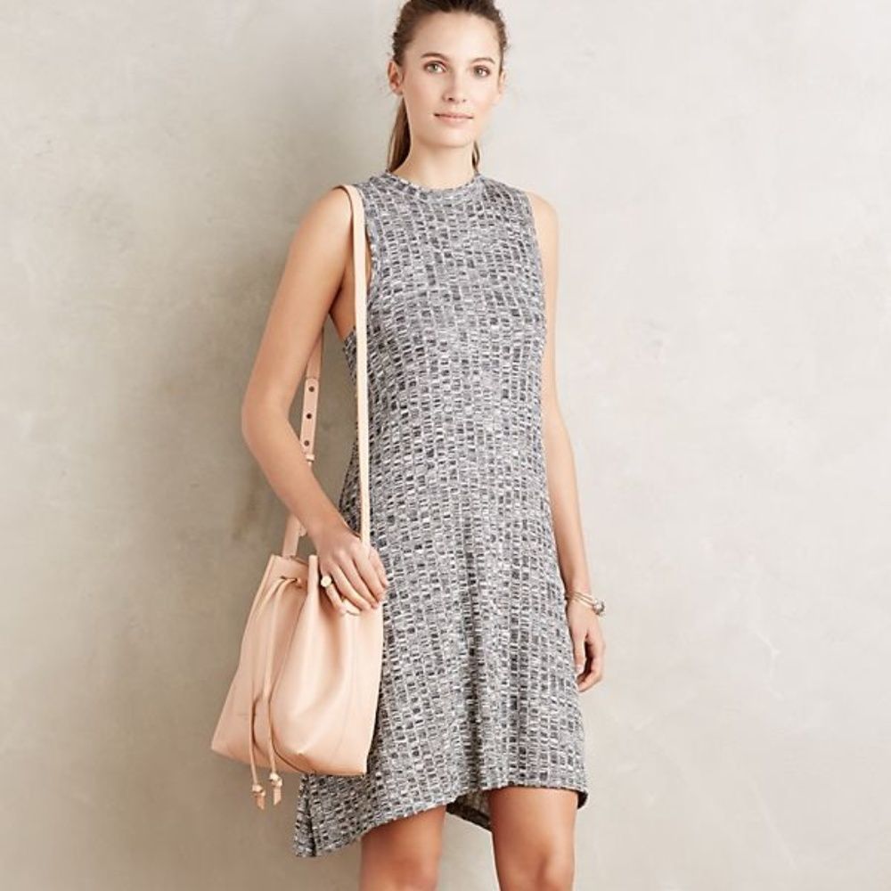 Anthropologie  Maeve  Gray Emerson Mock Neck Swing Dress Medium